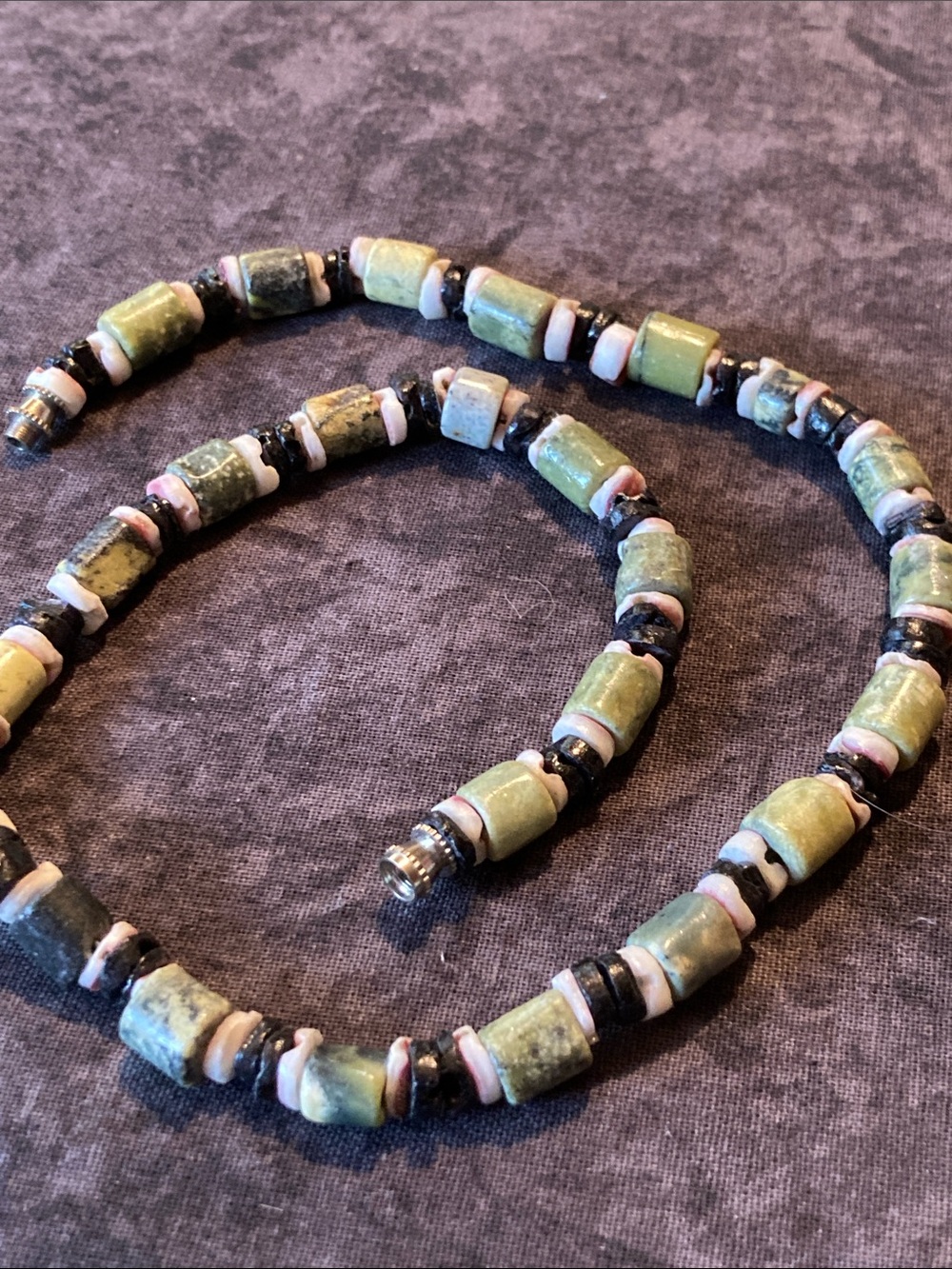 Handmade Boho Green Ceramic Bead Necklace